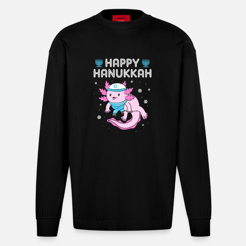 Hanoukka Hanoukka Hanoukka - Manches longues bio épais oversize fabriqué en UE - SOLID BLACK