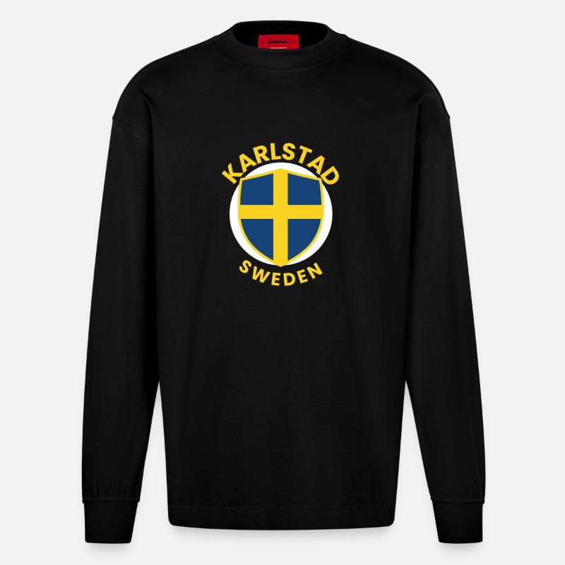 Conception de l’écu Karlstad Suède - Manches longues bio épais oversize fabriqué en UE - SOLID BLACK