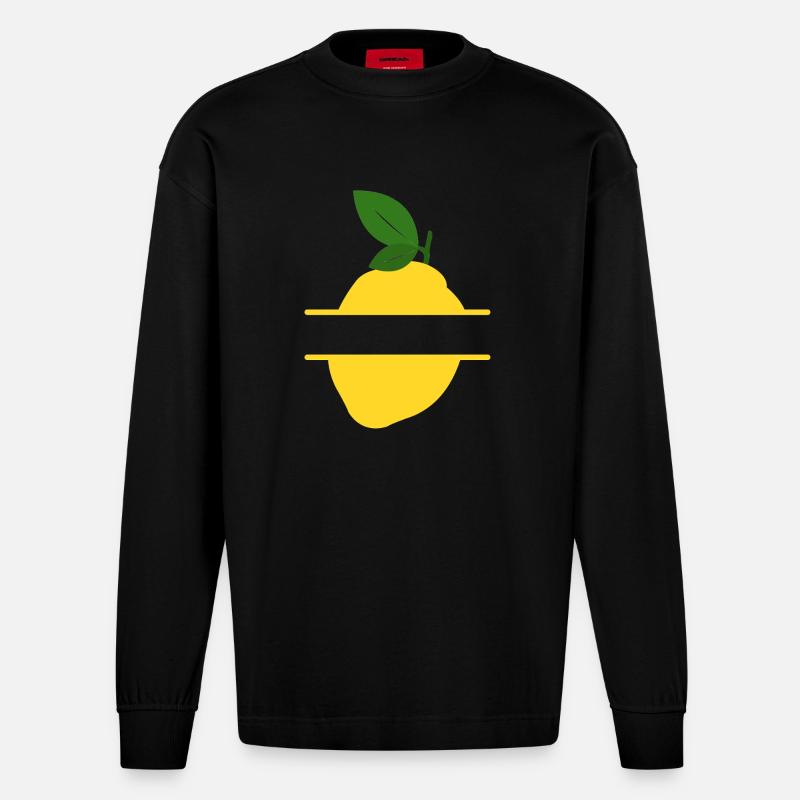 Lemon Split Frame - Heavyweight Oversized Organic Langarmshirt Made in EU - SOLID BLACK
