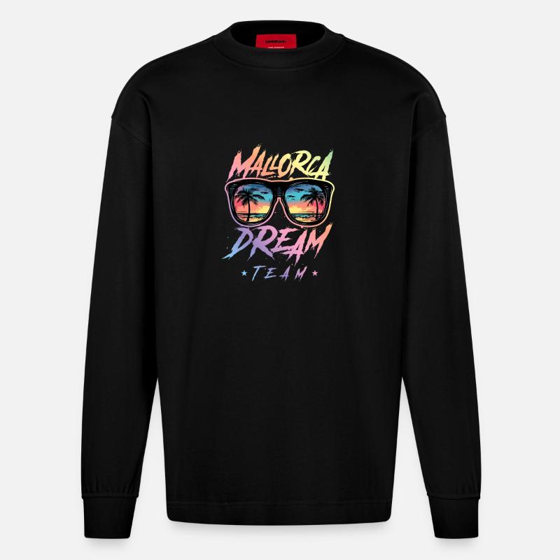 Mallorca Dream Team - Heavyweight Oversized Organic Langarmshirt Made in EU - SOLID BLACK