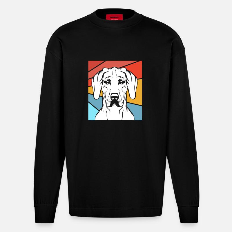 Rhodesian Ridgeback - Heavyweight Oversized Organic Langarmshirt Made in EU - SOLID BLACK