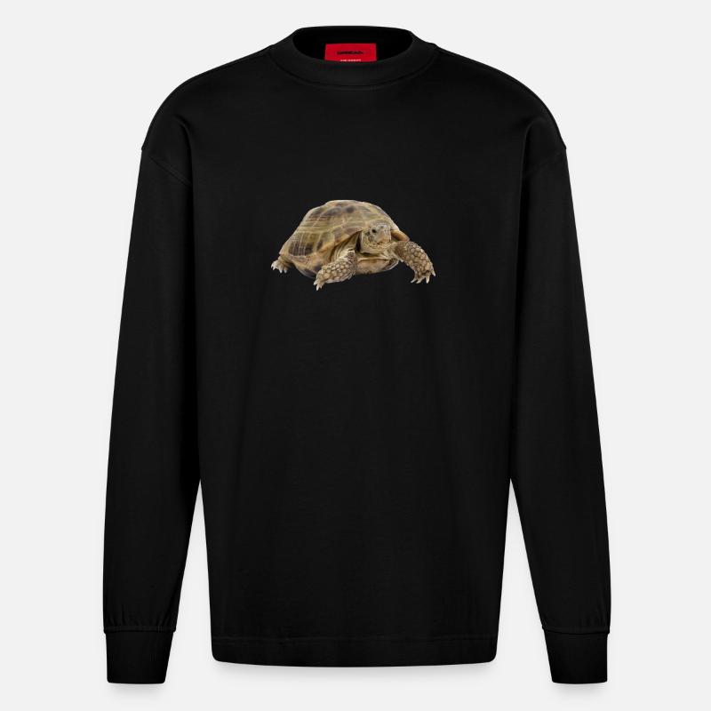 turtle schildkroete tiere animals7 - Heavyweight Oversized Organic Langarmshirt Made in EU - SOLID BLACK