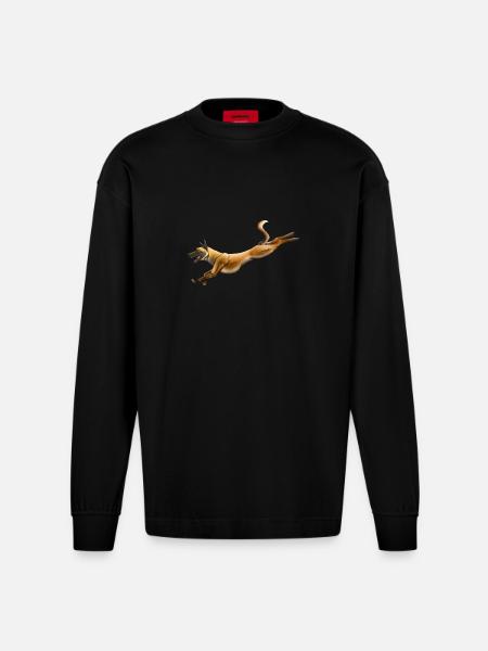 Belgian Shepherd Malinois - Heavyweight Oversized Organic Longsleeve Shirt Made in EU - SOLID BLACK