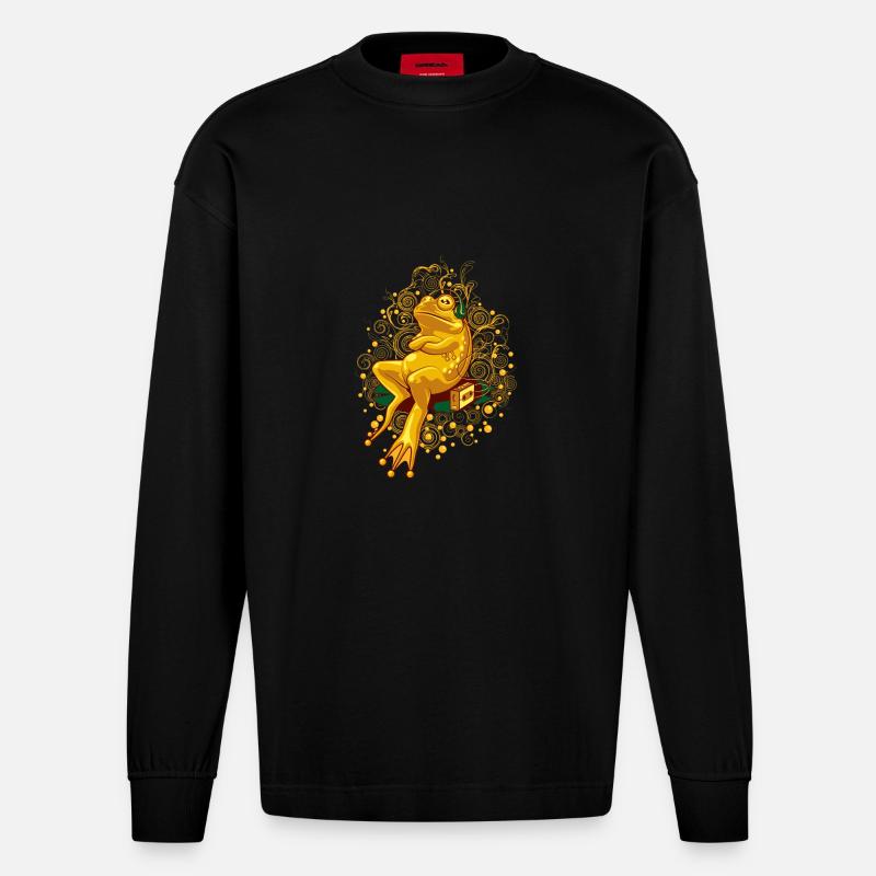 FROGGIE RELAX MODE - Heavyweight Oversized Organic Langarmshirt Made in EU - SOLID BLACK