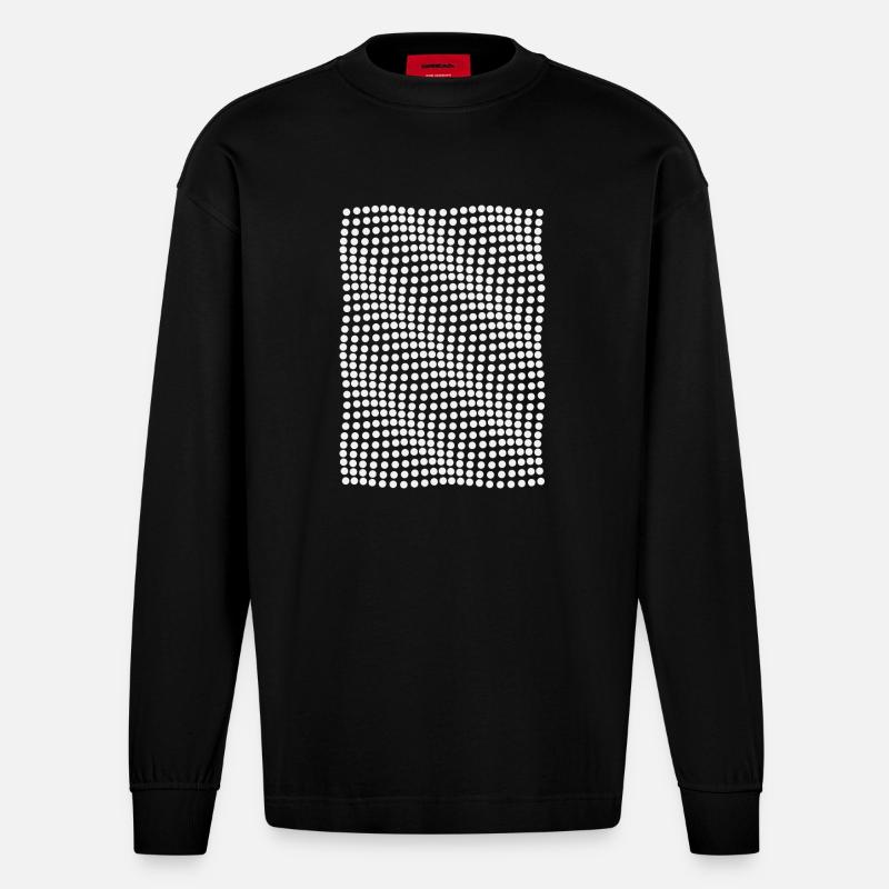 Optical illusion waves effect - Heavyweight Oversized Organic Longsleeve Shirt Made in EU - SOLID BLACK
