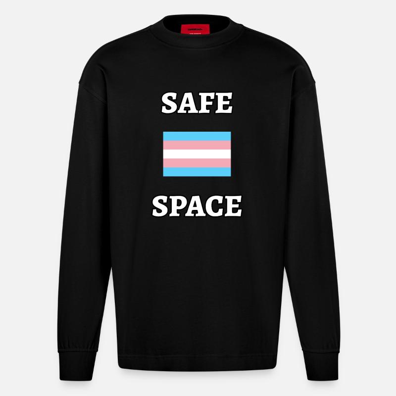 SAFE SPACE TRANS FLAGGE - Heavyweight Oversized Organic Langarmshirt Made in EU - SOLID BLACK