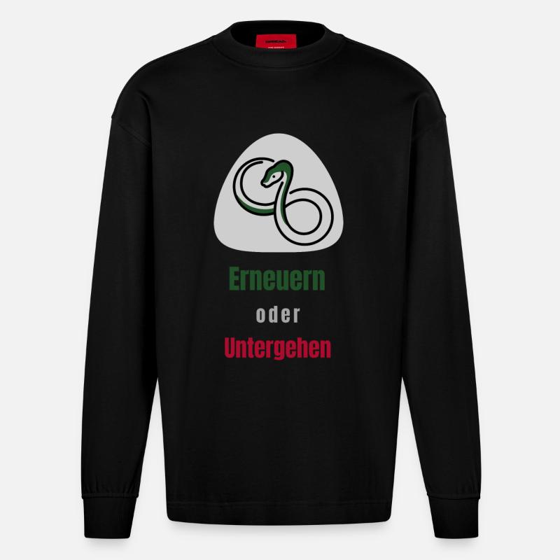 Erneuern oder Untergehen - Heavyweight Oversized Organic Langarmshirt Made in EU - SOLID BLACK