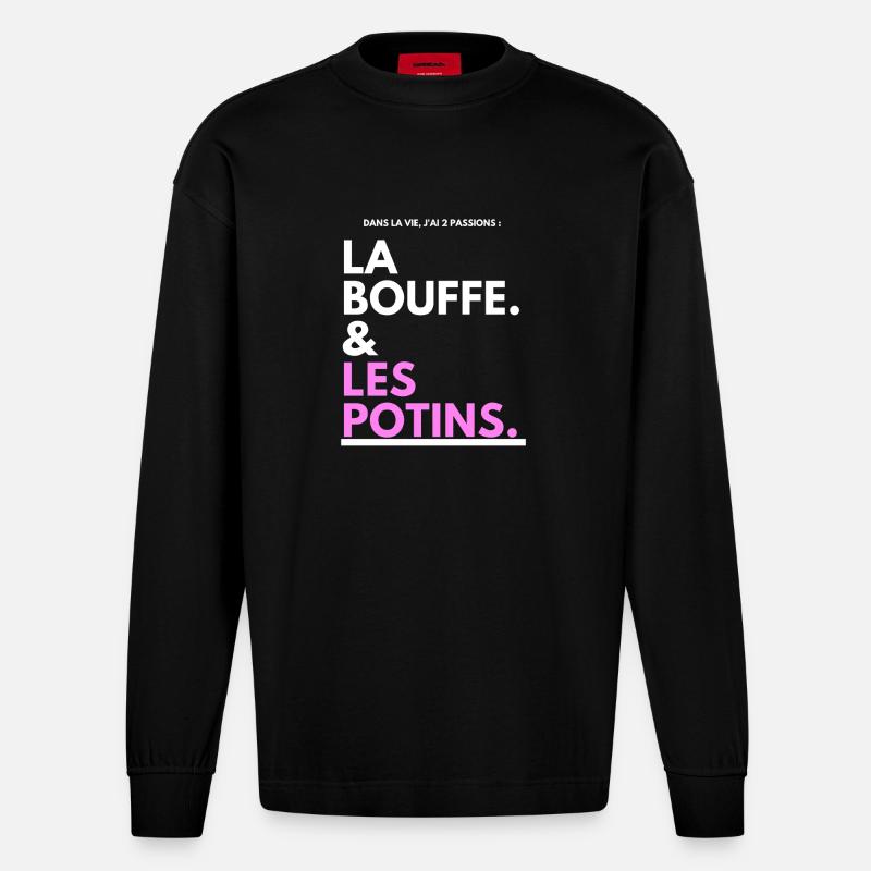 Klatsch Tippfehler Schwarz Pink - Heavyweight Oversized Organic Langarmshirt Made in EU - SOLID BLACK