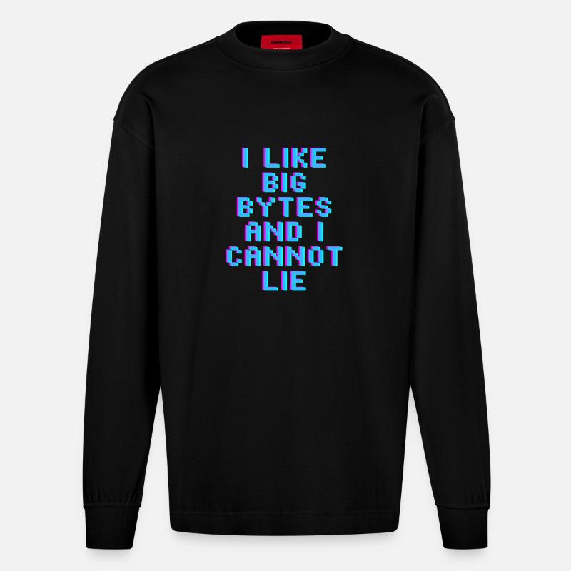 Ich mag große Bytes - Heavyweight Oversized Organic Langarmshirt Made in EU - SOLID BLACK