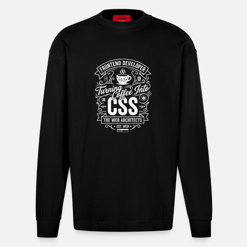 Frontend Coffee CSS Tee - Heavyweight Oversized Organic Langarmshirt Made in EU - SOLID BLACK
