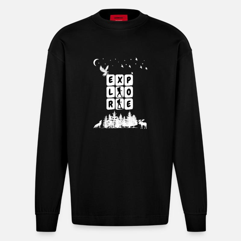 Entdecken Sie Camping Graphic - Heavyweight Oversized Organic Langarmshirt Made in EU - SOLID BLACK