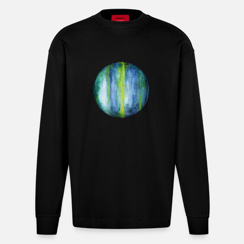 Uranus - Heavyweight Oversized Organic Langarmshirt Made in EU - SOLID BLACK