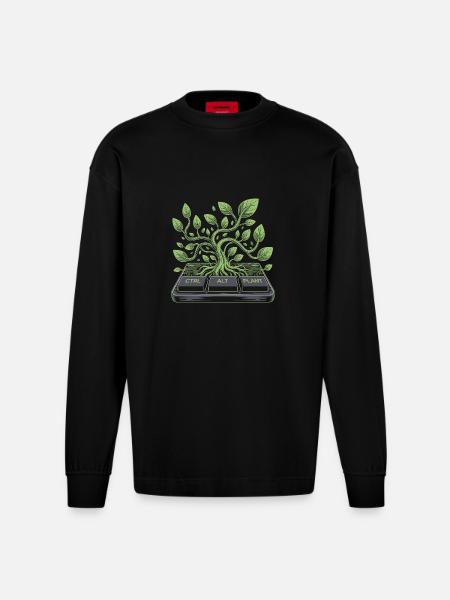 ctrl alt plant garden design - Heavyweight Oversized Organic Longsleeve Shirt Made in EU - SOLID BLACK