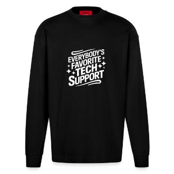 Technical Support Computer - Heavyweight Oversized Organic Longsleeve Shirt Made in EU - SOLID BLACK - Front