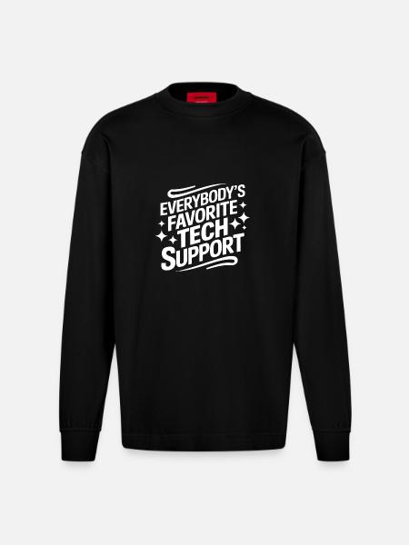 Technical Support Computer - Heavyweight Oversized Organic Longsleeve Shirt Made in EU - SOLID BLACK