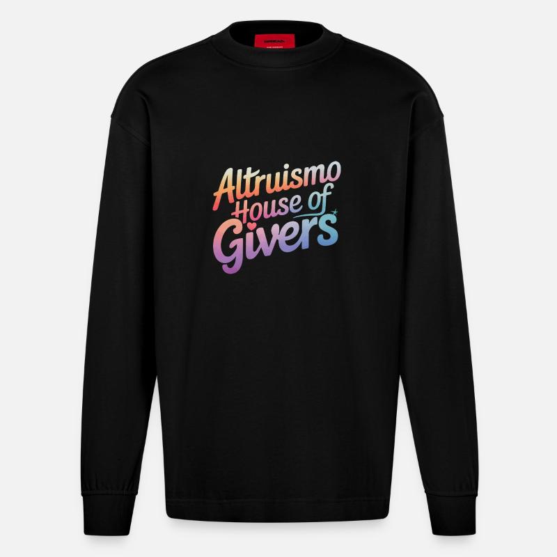 Altruisme Don désintéressé Donner d’école - Manches longues bio épais oversize fabriqué en UE - SOLID BLACK