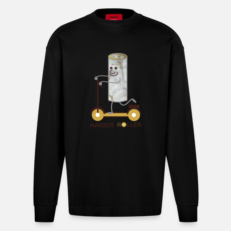 Harzer Roller (b) - Heavyweight Oversized Organic Langarmshirt Made in EU - SOLID BLACK