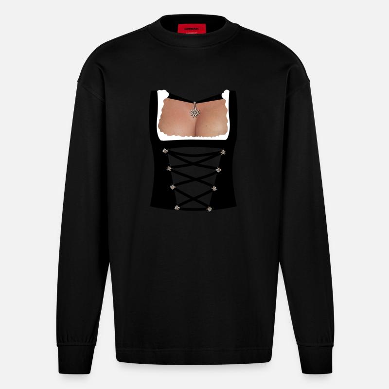 dirndl - Heavyweight Oversized Organic Langarmshirt Made in EU - SOLID BLACK