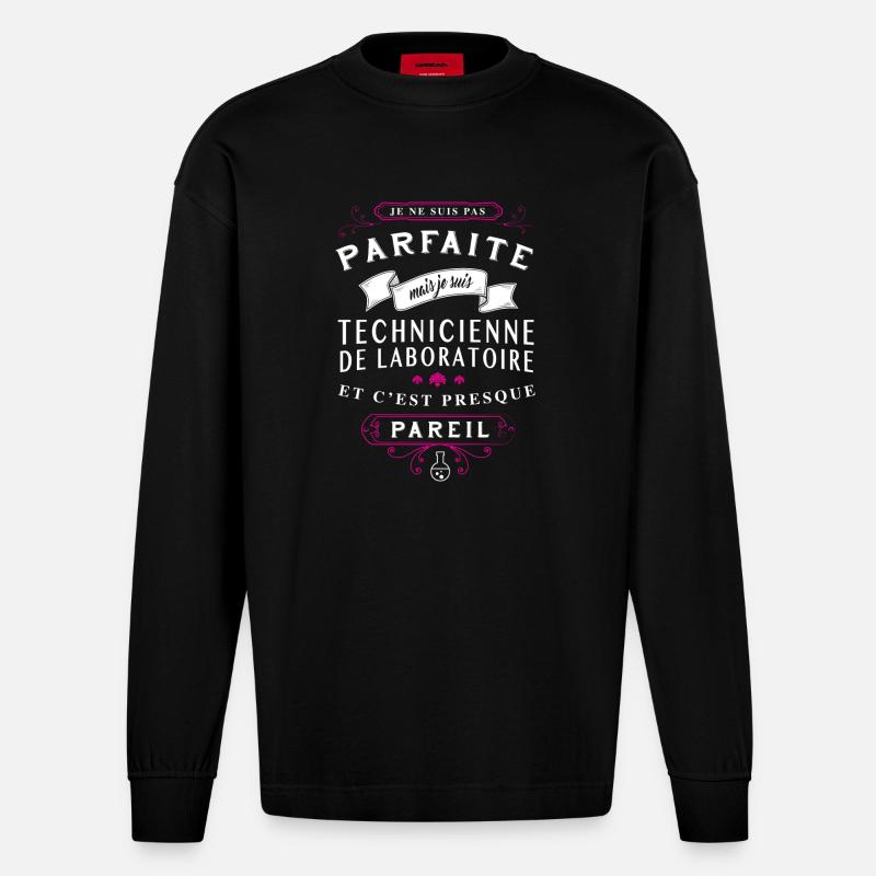 Tech-de-lab Parfaite - Manches longues bio épais oversize fabriqué en UE - SOLID BLACK