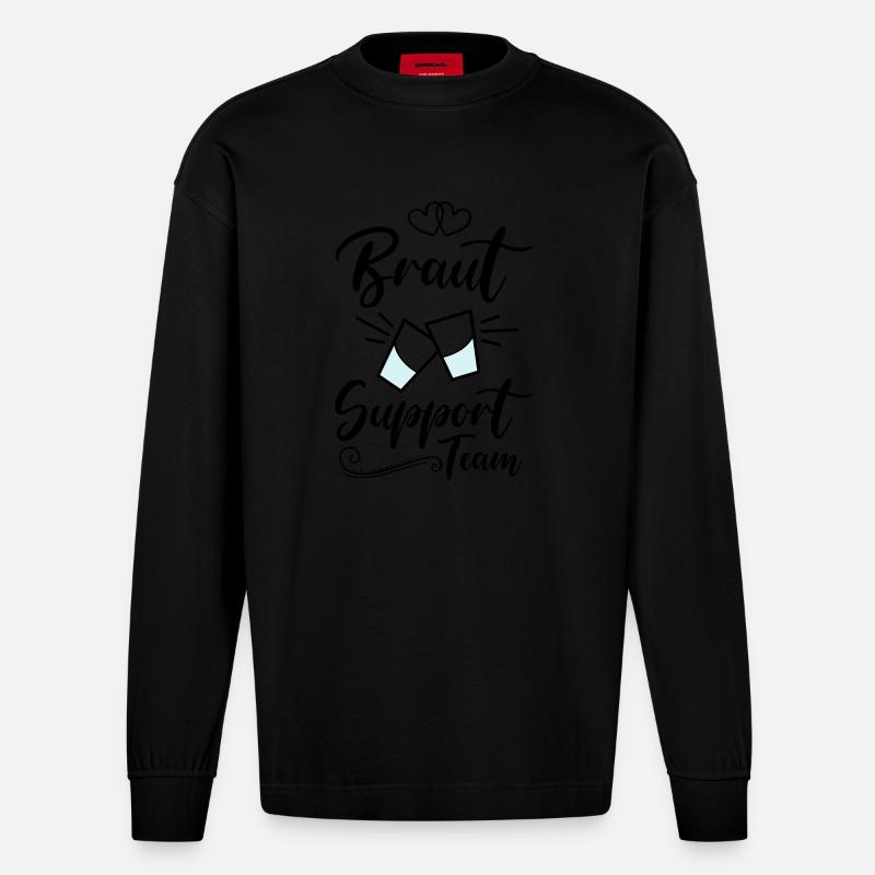 braut support team kurze - Heavyweight Oversized Organic Langarmshirt Made in EU - SOLID BLACK