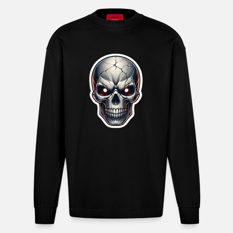 Schädel - Heavyweight Oversized Organic Langarmshirt Made in EU - SOLID BLACK