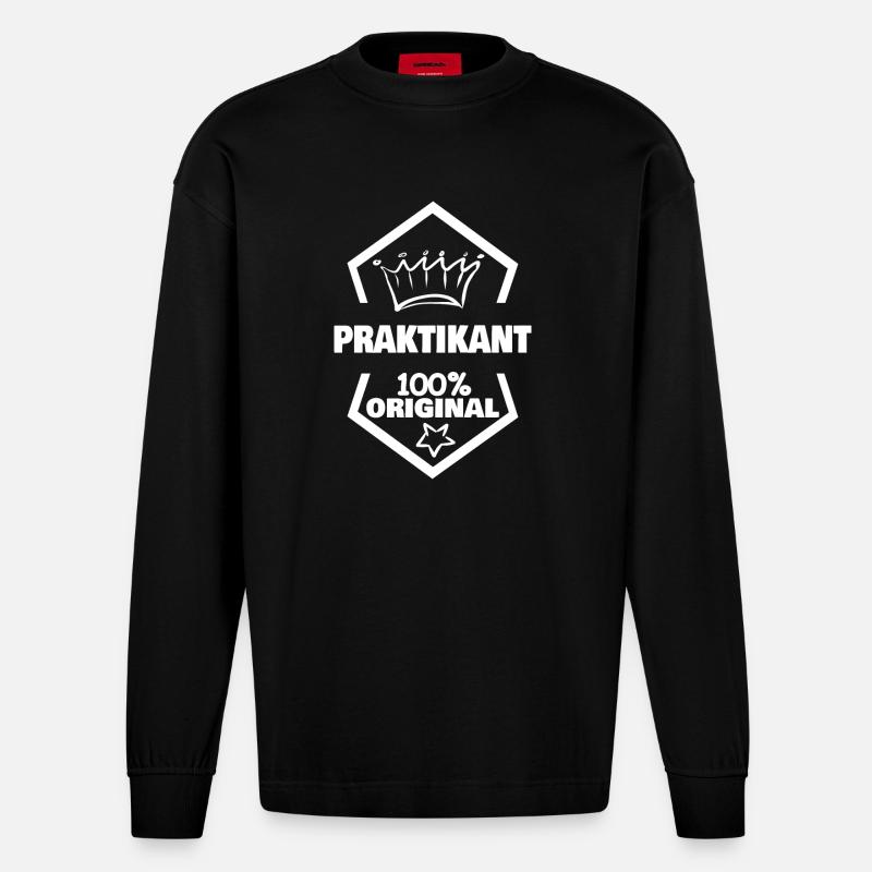 Intern as work - Heavyweight Oversized Organic Longsleeve Shirt Made in EU - SOLID BLACK