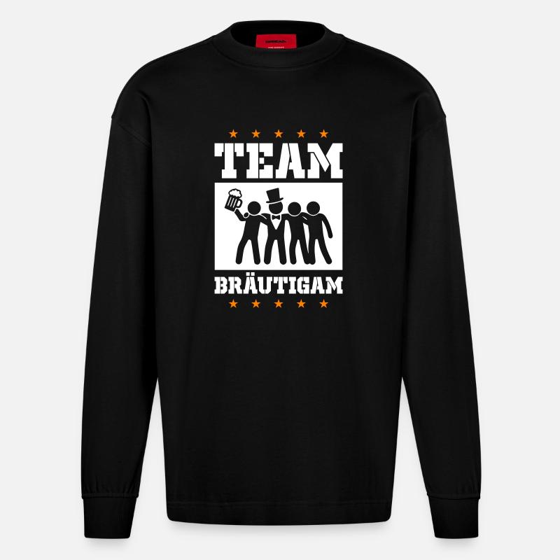 Team Bräutigam Party - Heavyweight Oversized Organic Langarmshirt Made in EU - SOLID BLACK