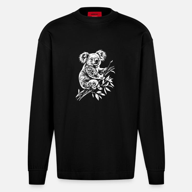 Koala Minimal - Heavyweight Oversized Organic Langarmshirt Made in EU - SOLID BLACK
