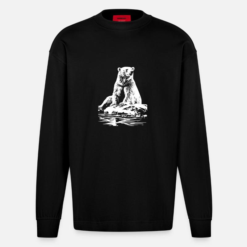Cool Eisbär - Heavyweight Oversized Organic Langarmshirt Made in EU - SOLID BLACK