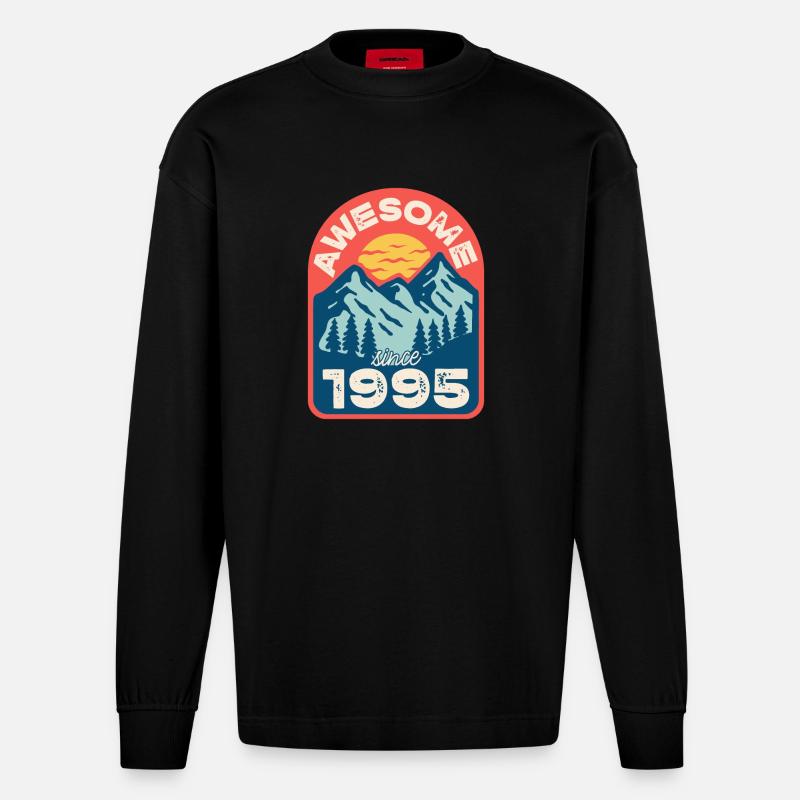 Awesome since 1995 - Heavyweight Oversized Organic Langarmshirt Made in EU - SOLID BLACK