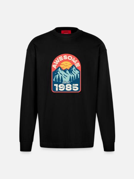 Awesome since 1985 - Heavyweight Oversized Organic Longsleeve Shirt Made in EU - SOLID BLACK