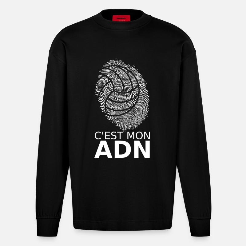 C'est mon ADN Volley-Ball - Manches longues bio épais oversize fabriqué en UE - SOLID BLACK