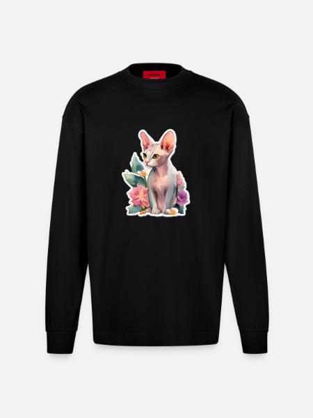 Chat Sphynx - Manches longues bio épais oversize fabriqué en UE - SOLID BLACK