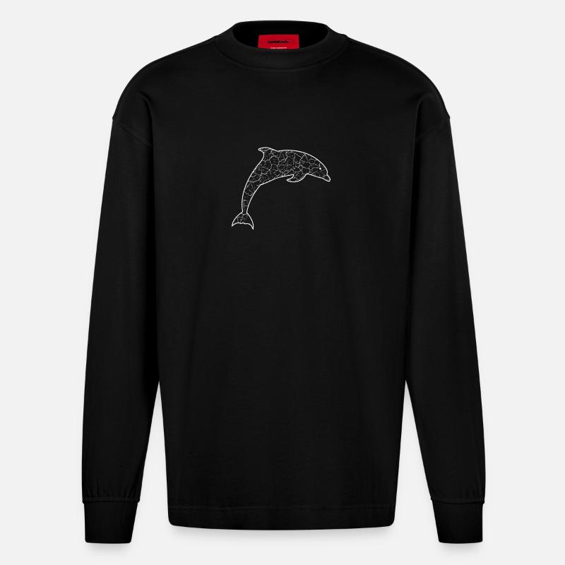 Delfin - Heavyweight Oversized Organic Langarmshirt Made in EU - SOLID BLACK
