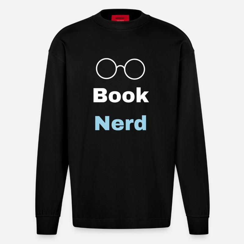 Buch-Nerd - Heavyweight Oversized Organic Langarmshirt Made in EU - SOLID BLACK