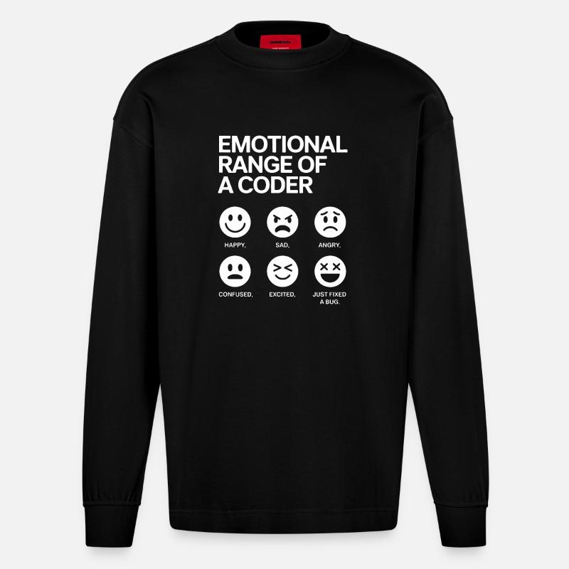 Emotionale Bandbreite eines Programmierers - Heavyweight Oversized Organic Langarmshirt Made in EU - SOLID BLACK