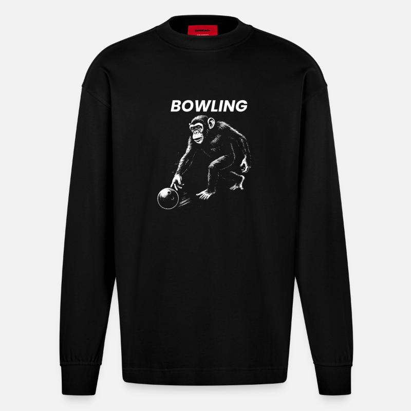 Cadeau Monkey Bowling - Manches longues bio épais oversize fabriqué en UE - SOLID BLACK