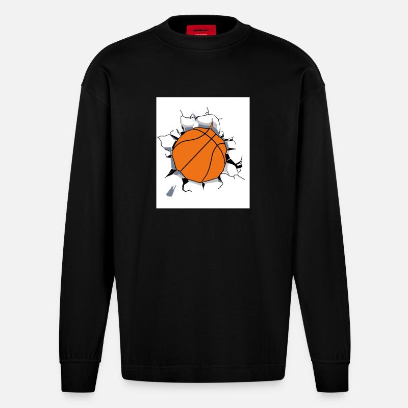 Basketball - Heavyweight Oversized Organic Langarmshirt Made in EU - SOLID BLACK