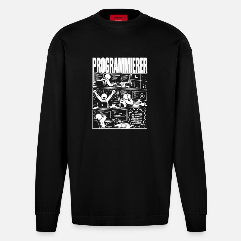 Programmierer lösen unbekannte Probleme - Heavyweight Oversized Organic Langarmshirt Made in EU - SOLID BLACK