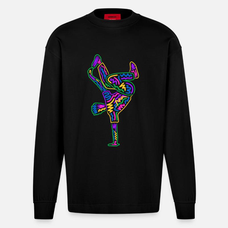Breakdancing Breakdancer Bunt Jungen Breakdance - Heavyweight Oversized Organic Langarmshirt Made in EU - SOLID BLACK