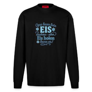 Opa kann kein Eis zaubern - aber holen! - Heavyweight Oversized Organic Langarmshirt Made in EU - SOLID BLACK - Vorne