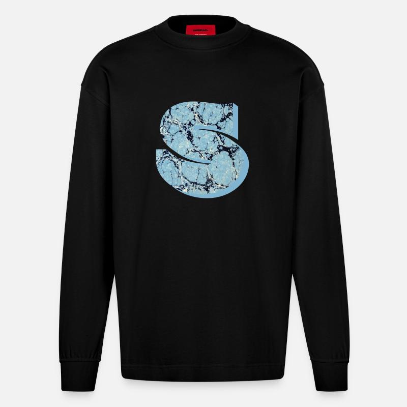 e 55 s - Heavyweight Oversized Organic Langarmshirt Made in EU - SOLID BLACK
