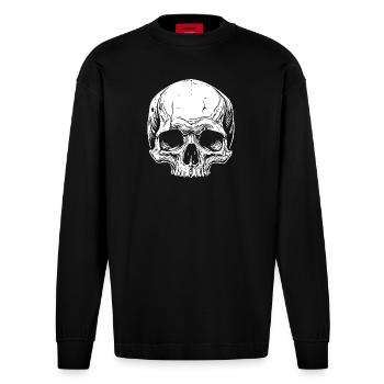 Skull - Heavyweight Oversized Organic Longsleeve Shirt Made in EU - SOLID BLACK - Front