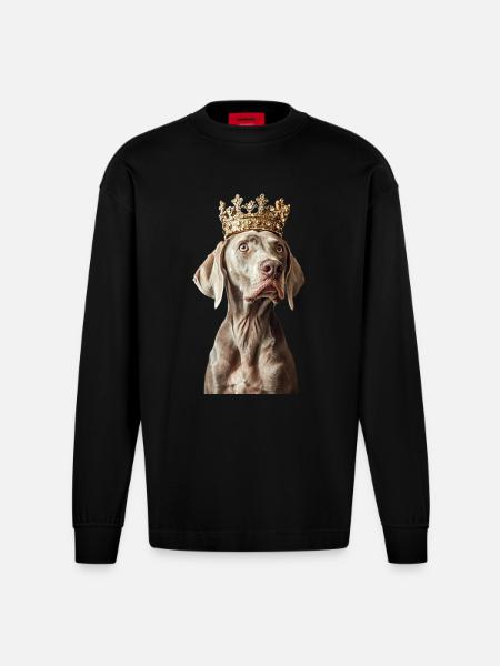 Weimaraner - Heavyweight Oversized Organic Langarmshirt Made in EU - SOLID BLACK