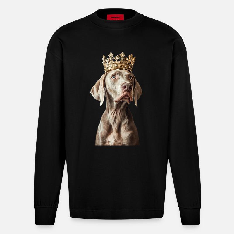 Weimaraner - Manches longues bio épais oversize fabriqué en UE - SOLID BLACK