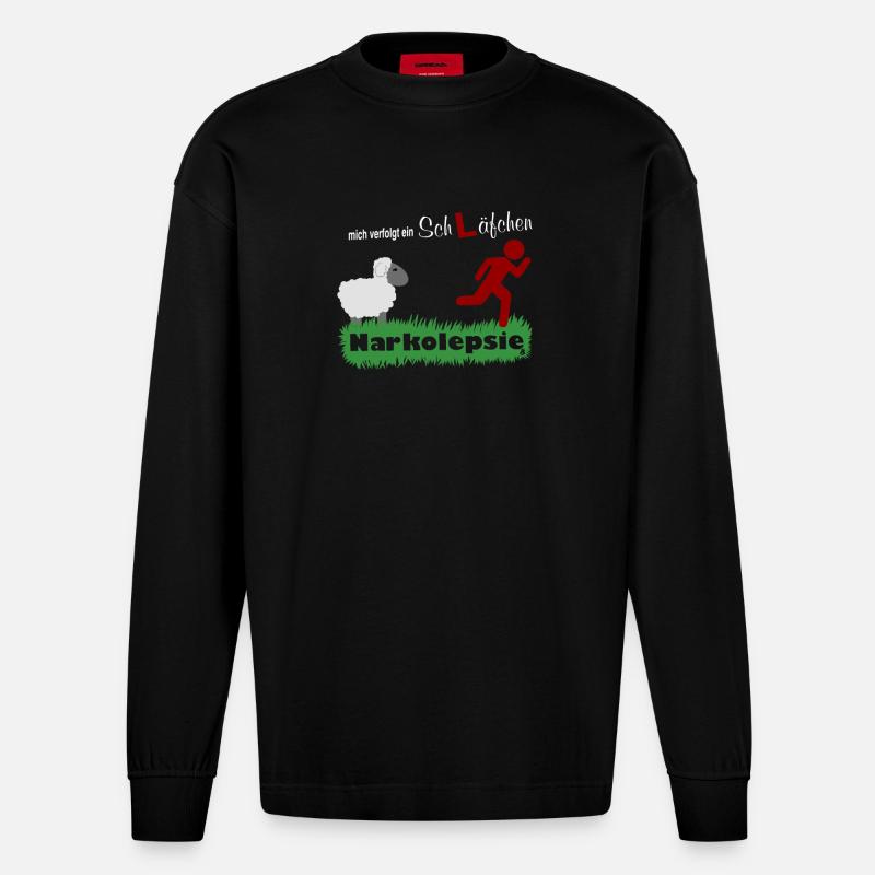 Narkolepsie Schläfchen - Heavyweight Oversized Organic Langarmshirt Made in EU - SOLID BLACK