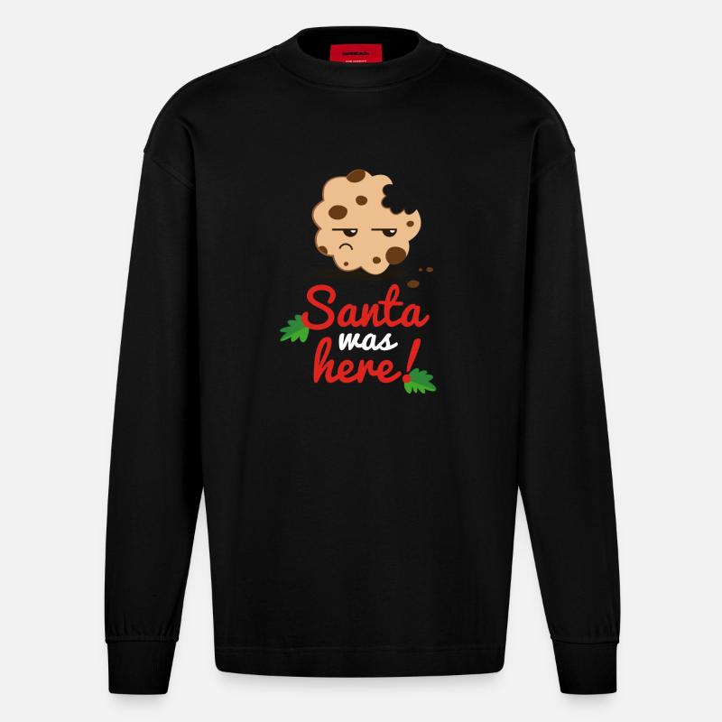 Santa was here - Heavyweight Oversized Organic Langarmshirt Made in EU - SOLID BLACK