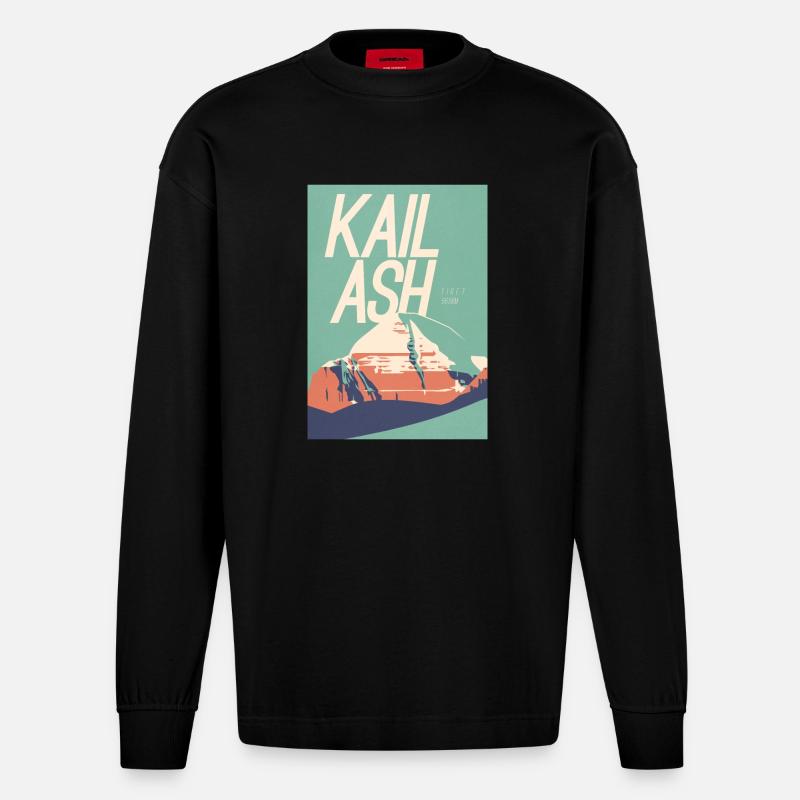 Kailash Abstract - Heavyweight Oversized Organic Langarmshirt Made in EU - SOLID BLACK