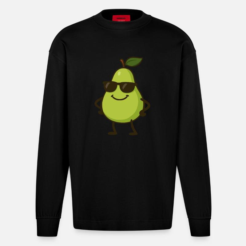 Pear Comic Cool - Heavyweight Oversized Organic Longsleeve Shirt Made in EU - SOLID BLACK