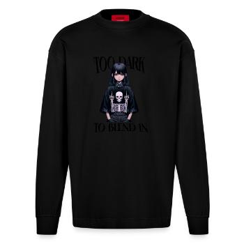 Goth Girl - Design d’anime sombre - Manches longues bio épais oversize fabriqué en UE - SOLID BLACK - Devant